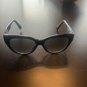 Gucci Cat Eye Sunglasses - Black Gold Grey